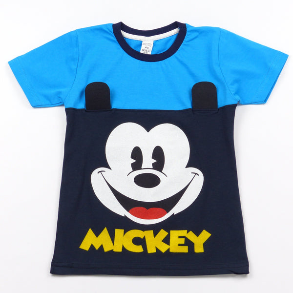 Boys' Mickey Printed T-Shirt Blue/Grey (3-8y) - Clothes4Kids