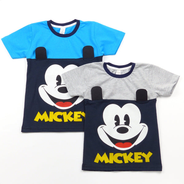 Boys' Mickey Printed T-Shirt Blue/Grey (3-8y) - Clothes4Kids