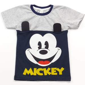 Boys' Mickey Printed T-Shirt Blue/Grey (3-8y) - Clothes4Kids