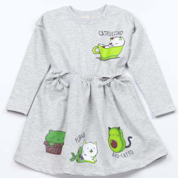 Girls' Catpuccino' Printed Long Sleeve Dress (18m-8y) - Clothes4Kids