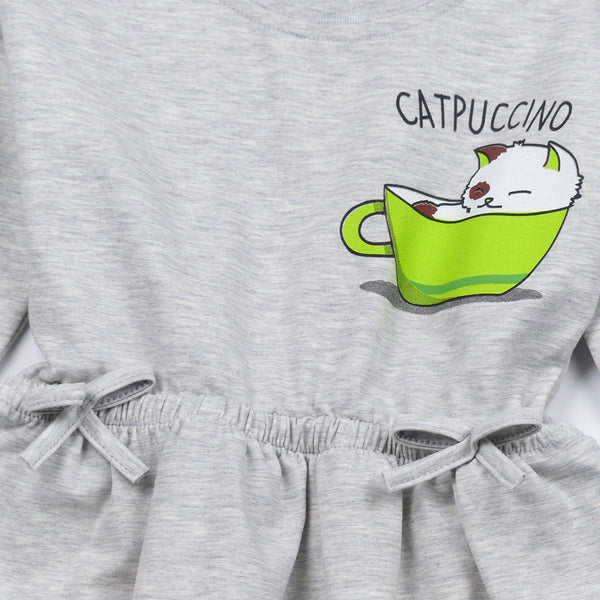 Girls' Catpuccino' Printed Long Sleeve Dress (18m-8y) - Clothes4Kids