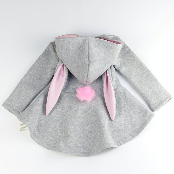 Girls' Bunny Winter Warm Grey Hoodie (18m-9y) - Clothes4Kids