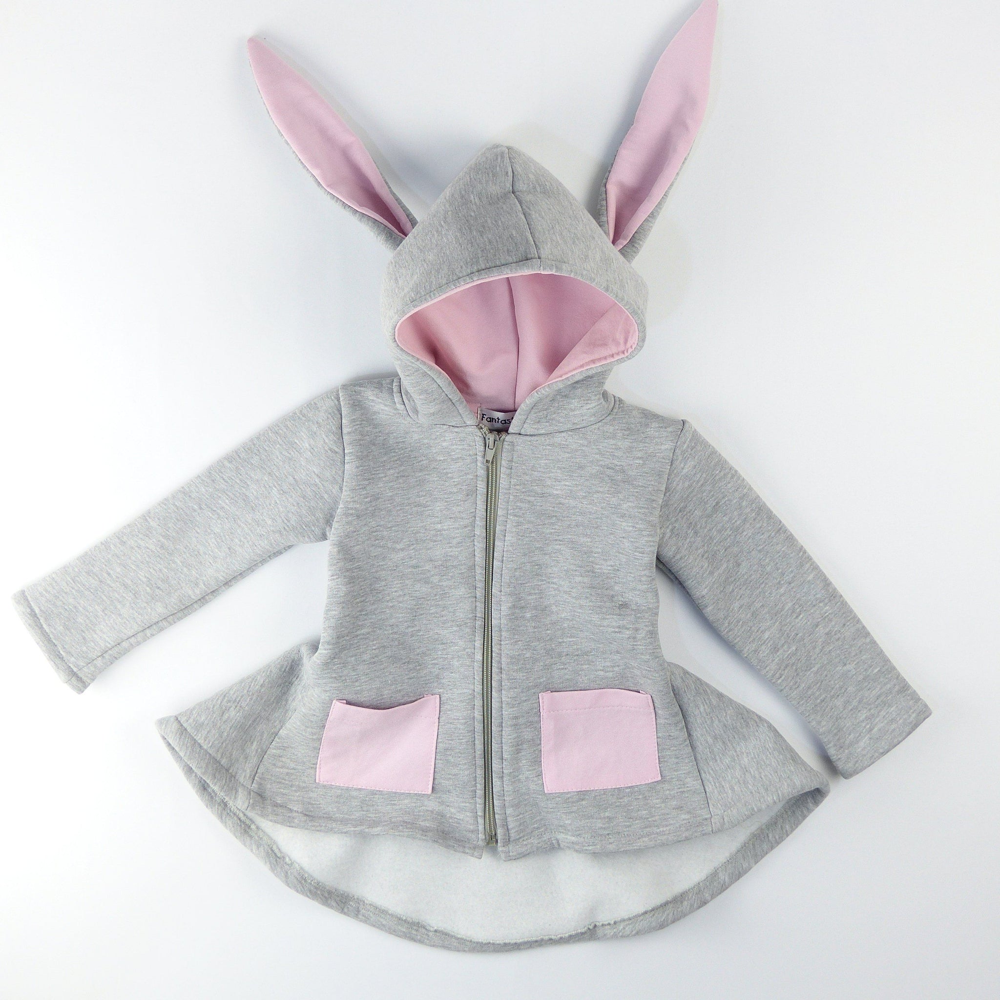 Girls' Bunny Winter Warm Grey Hoodie (18m-9y) - Clothes4Kids