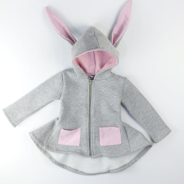 Girls' Bunny Winter Warm Grey Hoodie (18m-9y) - Clothes4Kids