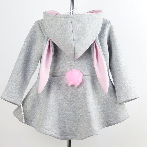 Girls' Bunny Winter Warm Grey Hoodie (18m-9y) - Clothes4Kids