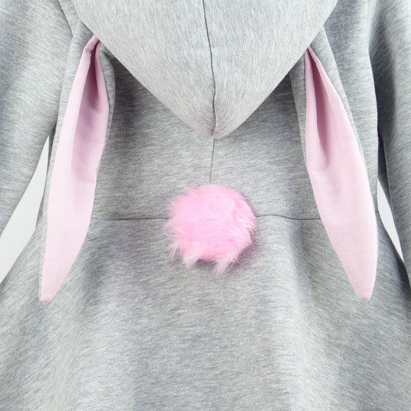 Girls' Bunny Winter Warm Grey Hoodie (18m-9y) - Clothes4Kids